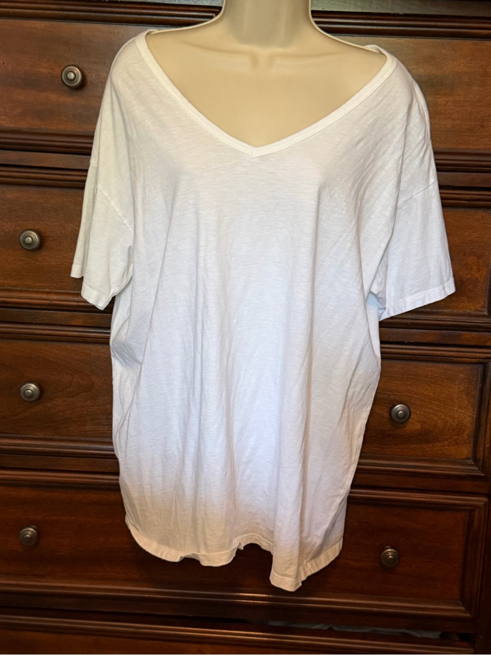 Aerie American Eagle Oversize Distressed V Neck Tee Sz Medium